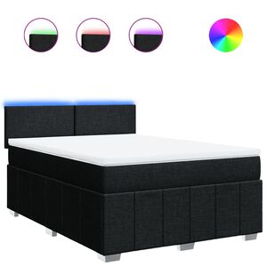 vidaXL Box Spring Bed with Mattress Black Double Fabric
