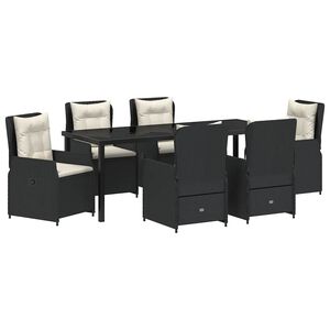 vidaXL Garden Dining Set 7 pcs Black Poly Rattan