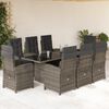 vidaXL 9 Piece Garden Dining Set with Cushions Grey Poly Rattan