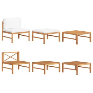 vidaXL 3 Piece Garden Lounge Set with Cream Cushions Teak Wood