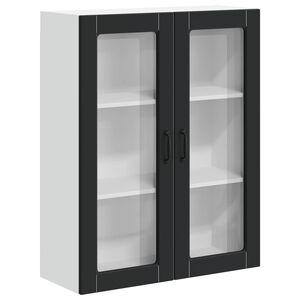 vidaXL Wall Glass Cabinet LUCCA Black 80 x 31 x 100 cm Engineered Wood