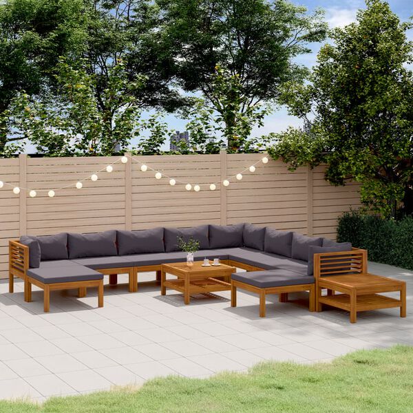 vidaXL 12 Piece Garden Lounge Set with Cushion Solid Acacia Wood