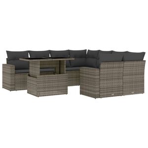 vidaXL 9 Piece Garden Sofa Set with Cushions Grey Poly Rattan