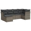 vidaXL 6 Piece Garden Sofa Set with Cushions Grey Poly Rattan