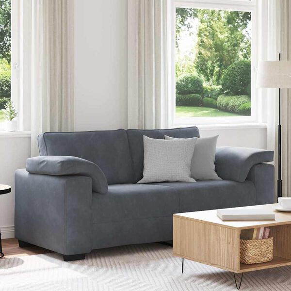 vidaXL Loveseat Sofa Dark Grey 180x77x82 cm Velvet