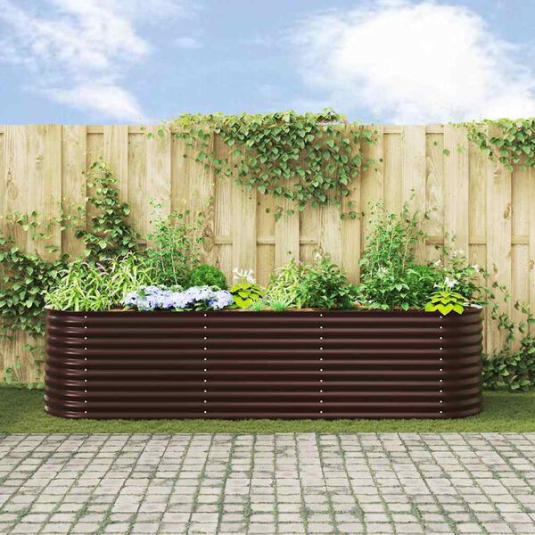 vidaXL Garden Raised Bed Brown 320 x 80 x 81 cm Steel