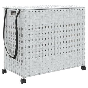 vidaXL Laundry Basket with Wheels White 66x35x60 cm Rattan