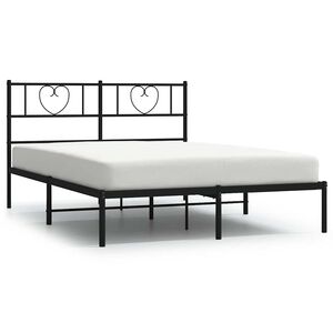vidaXL Metal Bed Frame without Mattress with Headboard Black 150x200cm