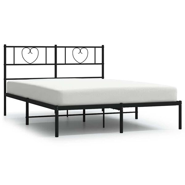 vidaXL Metal Bed Frame without Mattress with Headboard Black 150x200cm