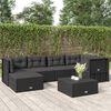 vidaXL 6 Piece Garden Lounge Set with Cushions Black Poly Rattan