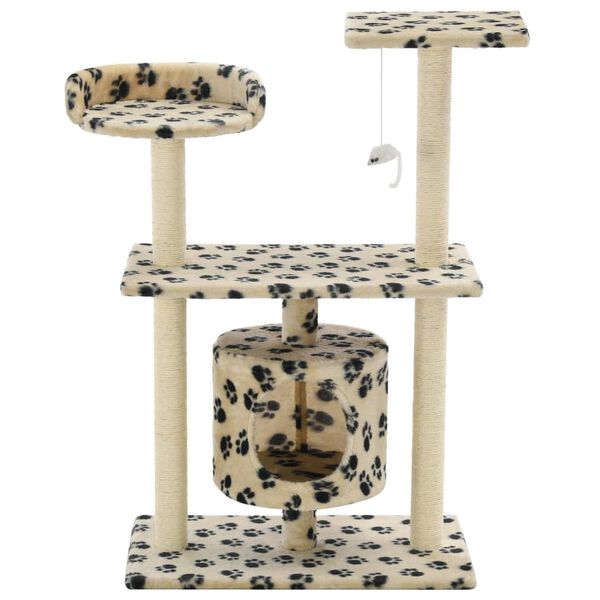 vidaXL Cat Tree with Sisal Scratching Posts 95 cm Beige Paw Prints