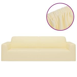 vidaXL Couch Slipcover | Cream | Polyester jersey | Fits 3-seater sofas