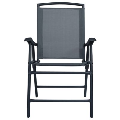 vidaXL Folding Garden Chairs 2 pcs Texilene Grey
