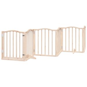 vidaXL Dog Gate with Door Foldable 6 Panels 300 cm&nbsp;Poplar Wood