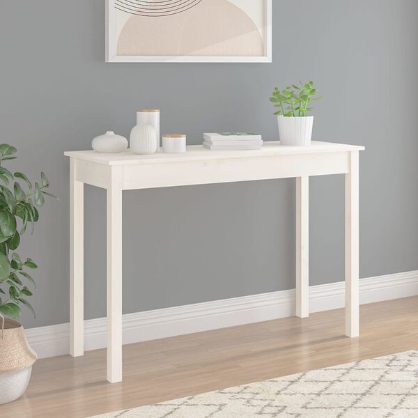 vidaXL Console Table White 110x40x75 cm Solid Wood Pine