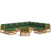 vidaXL 12 Piece Garden Lounge Set with Green Cushions Solid Wood
