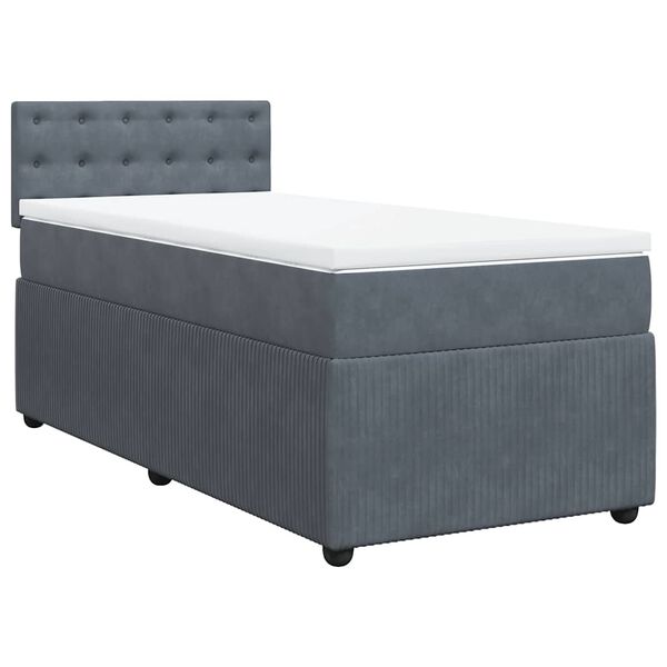 vidaXL Box Spring Bed with Mattress Dark Grey King Single Velvet
