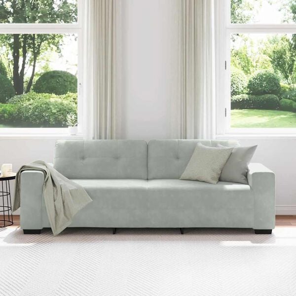 vidaXL 3-Seater Sofa Light Grey 180 cm Velvet