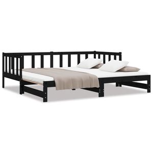 vidaXL Pull-out Day Bed without Mattress Black 2x(90x190)cm