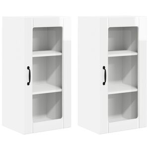 vidaXL Wall Glass Cabinet PORTO 2 pcs High Gloss White Engineered Wood
