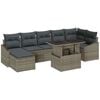 vidaXL Garden Sofa Set 8 pcs Grey Poly Rattan, Powder-Coated Steel