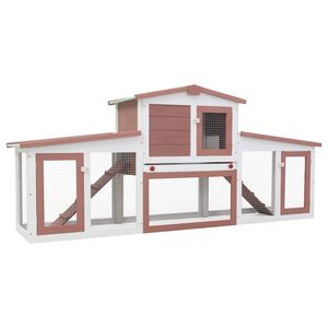 vidaXL Rabbit Hutch | Brown and White