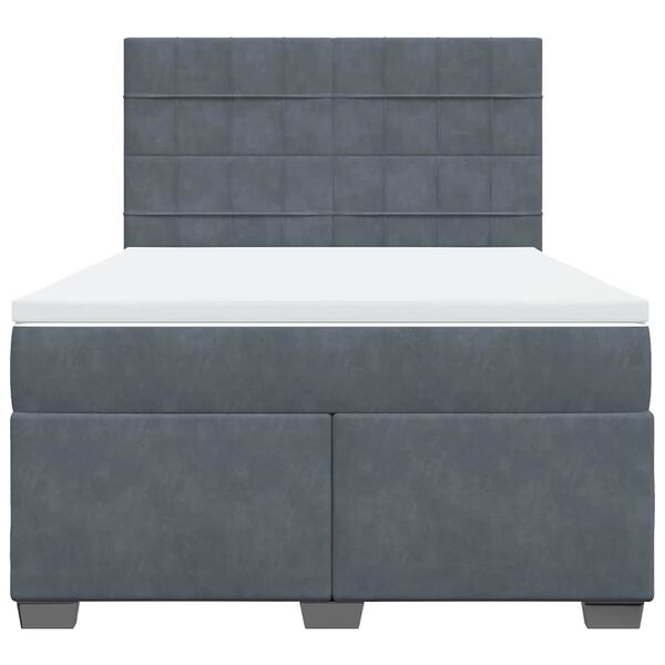 vidaXL Box Spring Bed with Mattress Dark Grey Double Velvet