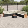 vidaXL 10 Piece Garden Sofa Set with Cushions Black Poly Rattan