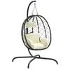 vidaXL Hanging Egg Chair with Cushion Cream White Poly Rattan&Steel