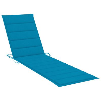 vidaXL Sun Lounger with Blue Cushion Solid Teak Wood