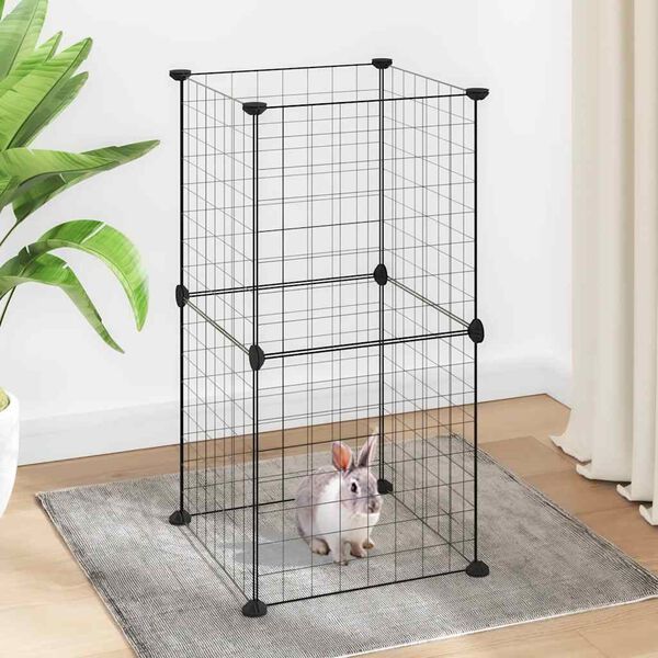 vidaXL 8-Panel Pet Cage Black 35x35 cm Steel