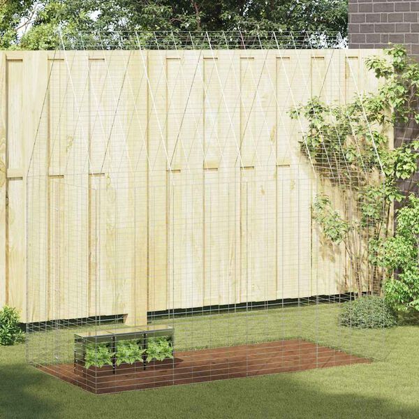 vidaXL Rabbit Cage Silver 200 x 100 x 210 cm Galvanised Steel