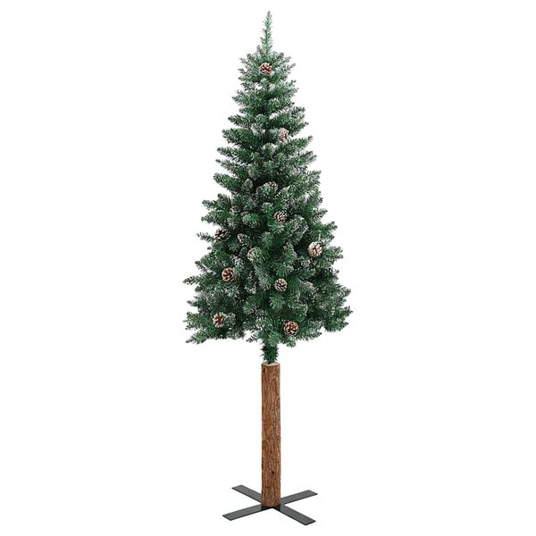 vidaXL Slim Christmas Tree with Real Wood and White Snow Green 180 cm