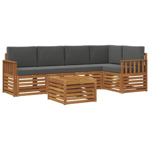 vidaXL Sectional Sofa Set with Cushion 6 pcs Natural and Anthracite