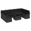 vidaXL Sofa Set 10 pcs Black Poly Rattan