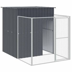 vidaXL Dog House with Run Anthracite 165x251x181 cm Galvanised Steel