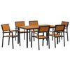 vidaXL Garden Dining Set 7 pcs Black Solid Acacia Wood