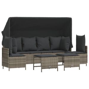 vidaXL 5 Piece Garden Sofa Set with Cushions Grey Poly Rattan