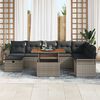 vidaXL Garden Sofa Set with Cushion 9 pcs Grey Poly Rattan