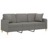 vidaXL 3-Seater Sofa with Pillows&Cushions Dark Grey 180 cm Fabric