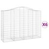 vidaXL Arched Gabion Baskets 6 pcs 200x50x140/160 cm Galvanised Iron