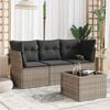 vidaXL 4 Piece Garden Sofa Set with Cushions Grey Poly Rattan
