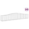 vidaXL Arched Gabion Baskets 9 pcs 400x50x60/80 cm Galvanised Iron