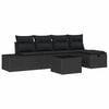 vidaXL Garden Sofa Set 6 pcs Black Poly Rattan