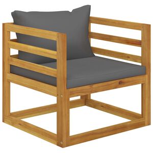 vidaXL Garden Chair with Dark Grey Cushions Solid Acacia Wood