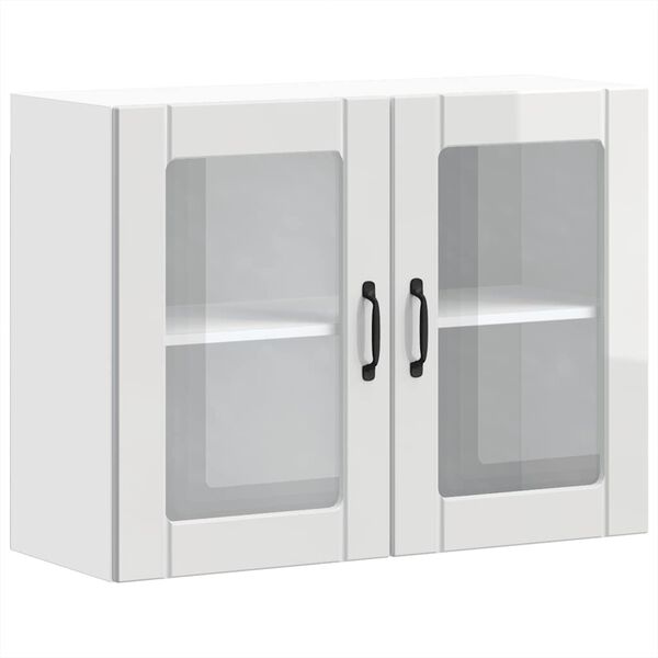 vidaXL Kitchen Wall Cabinet with Glass Door Lucca High Gloss White Engineered Wood