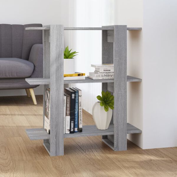 vidaXL Book Cabinet/Room Divider Grey Sonoma 80x30x87 cm