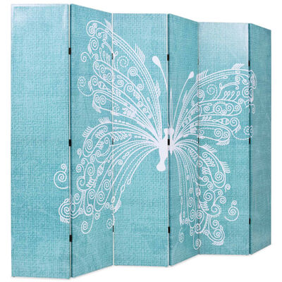vidaXL Folding Room Divider 228x170 cm Butterfly Blue