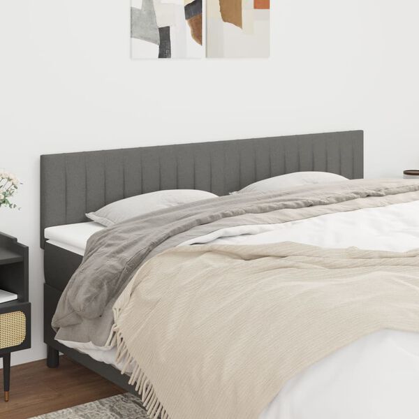 vidaXL Headboards Dark Grey 200x5x78/88 cm Fabric