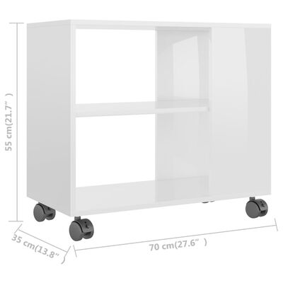 vidaXL Side Table High Gloss White 70x35x55 cm Engineered Wood